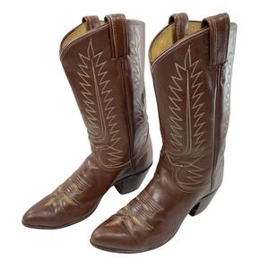 Tony Lama Vintage 70s Black Label Western Cowboy Boots Women Size 6.5-7 Leather